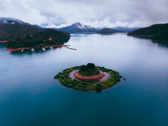 Small island in Sun Moon Lake, Taiwan