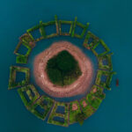 Eagle eye view of small island in Sun Moon Lake, Taiwan