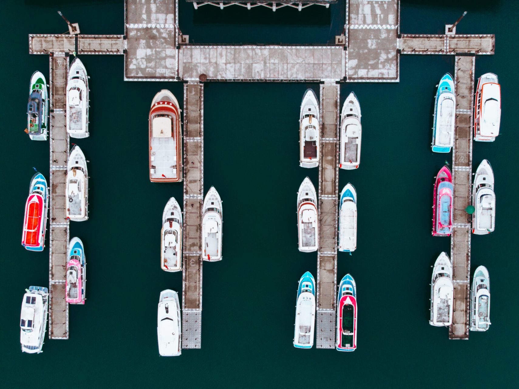 Eagle eyed boats dock in Sun Moon Lake, Taiwan