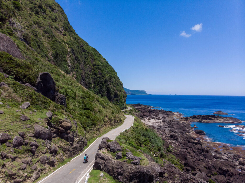 Mountain and coastal road on Lanyu Island, Orchid Island, Taiwan