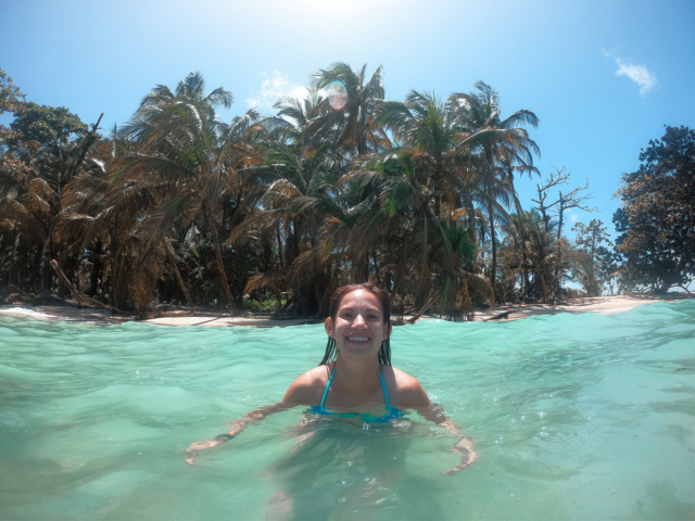 Wini in the ocean on Isla Zapatilla, Panama