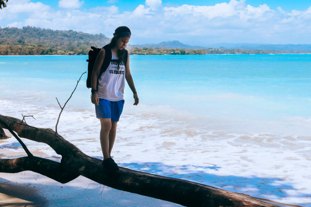 Wini on beach in Cahuita National Park, Playa Blanca, Costa Rica