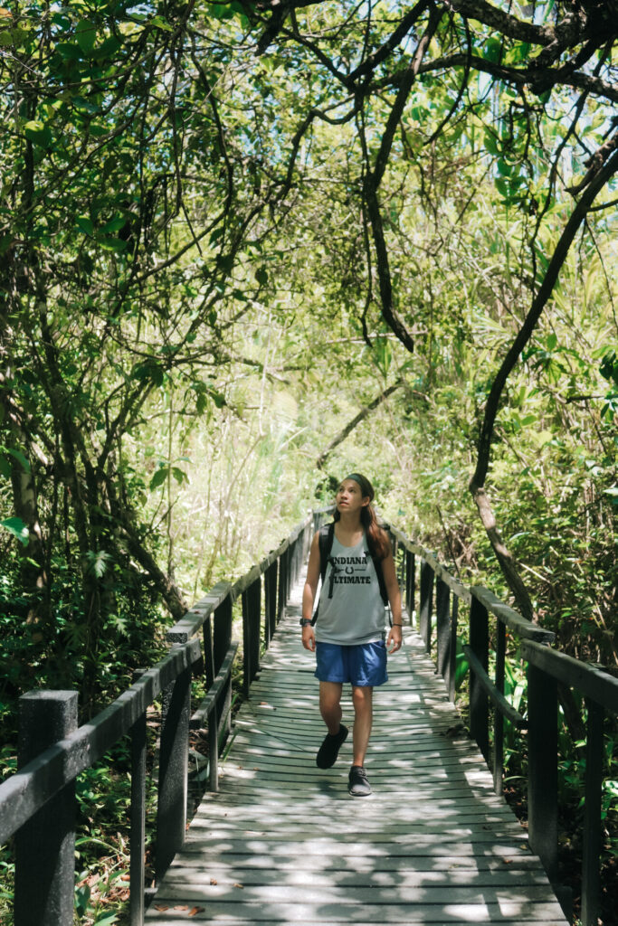 Wini hiking in Cahuita National Park, Playa Blanca, Costa Rica