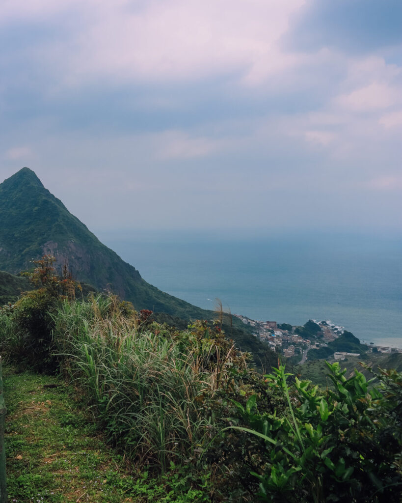 Ocean and mountain views on the Teapot Mountain Hike in Northeast Taiwan