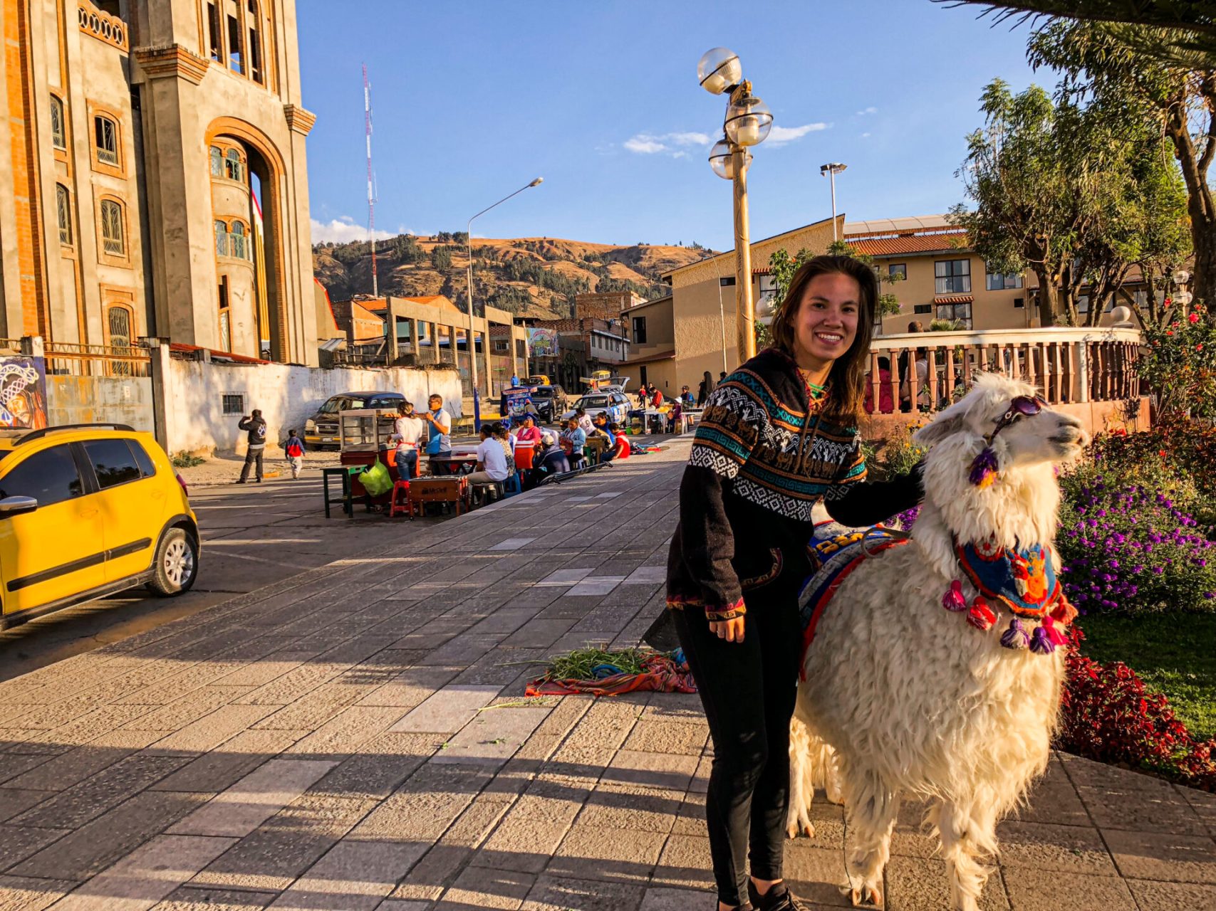 Wini with an Alpaca in Huaraz Peru