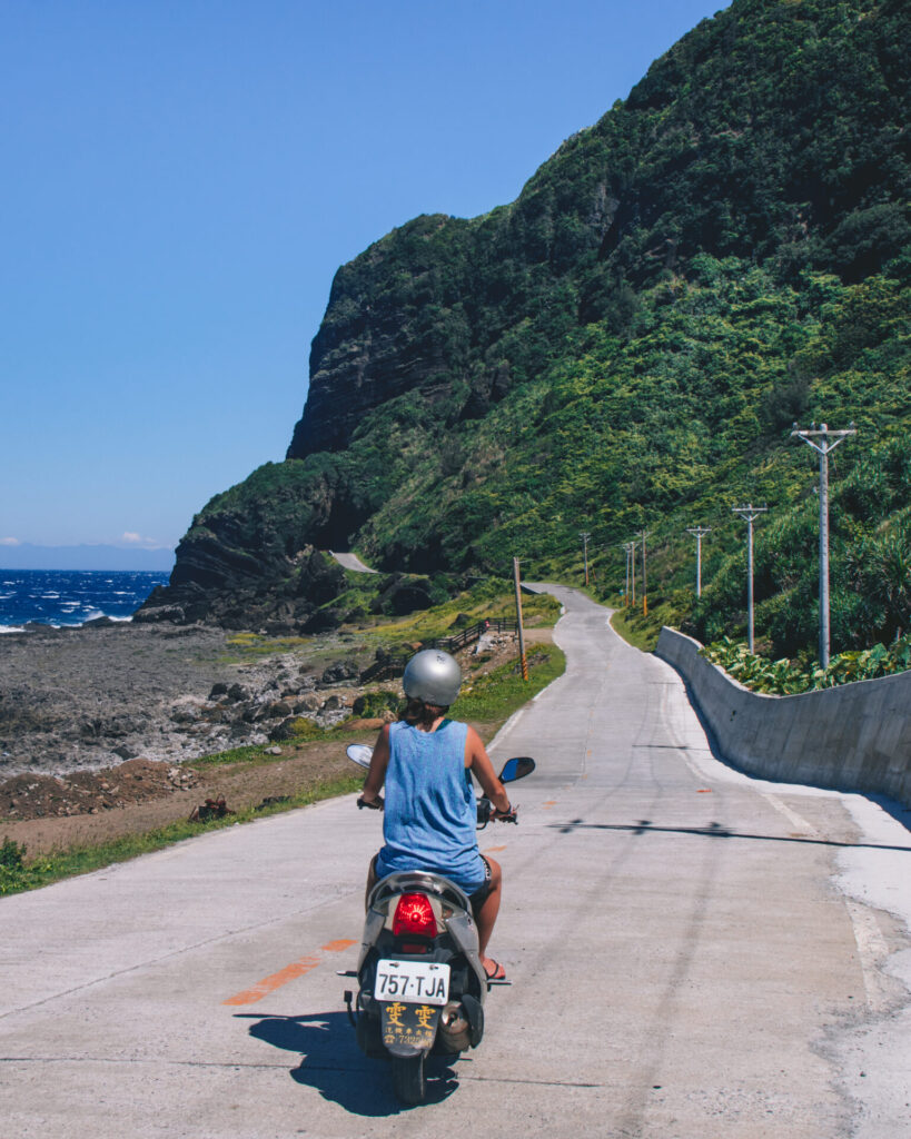 Wini on her scooter on Lanyu Island, Orchid Island, Taiwan