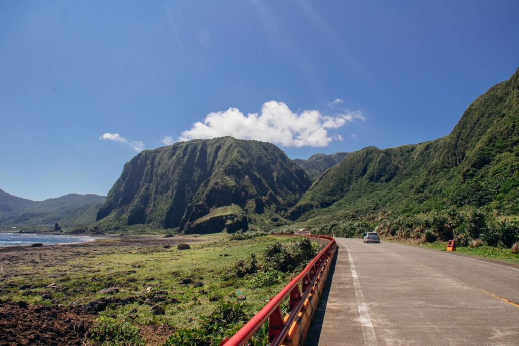 Mountain and beach road on Lanyu Island, Orchid Island, Taiwan