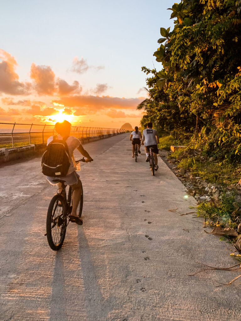 Biking at sunset on Lanyu Island, Orchid Island, Taiwan