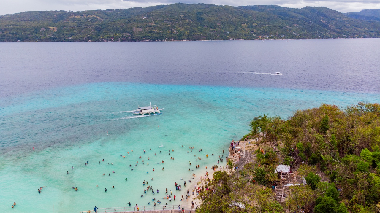 Sumilon Island Crowded Sandbar during Holy Week in the Philippines