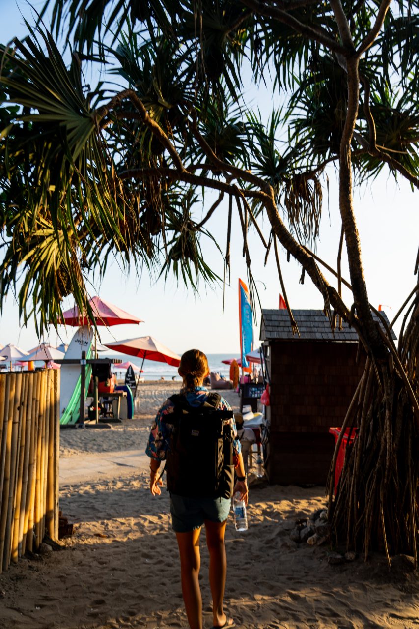 Seminyak Beach golden hour surfboards