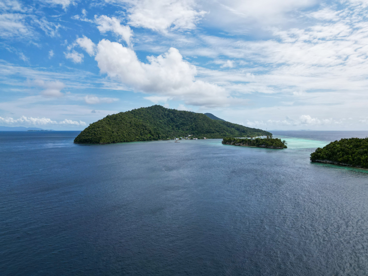 Lush green islands in Raja Ampat, Indonesia