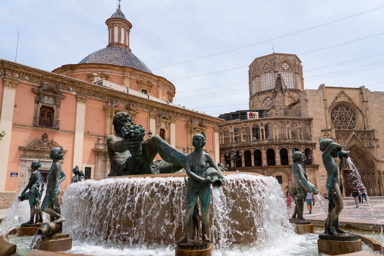 Turia Fountain, Plaça de Verge, Valencia Cathedral, Spain