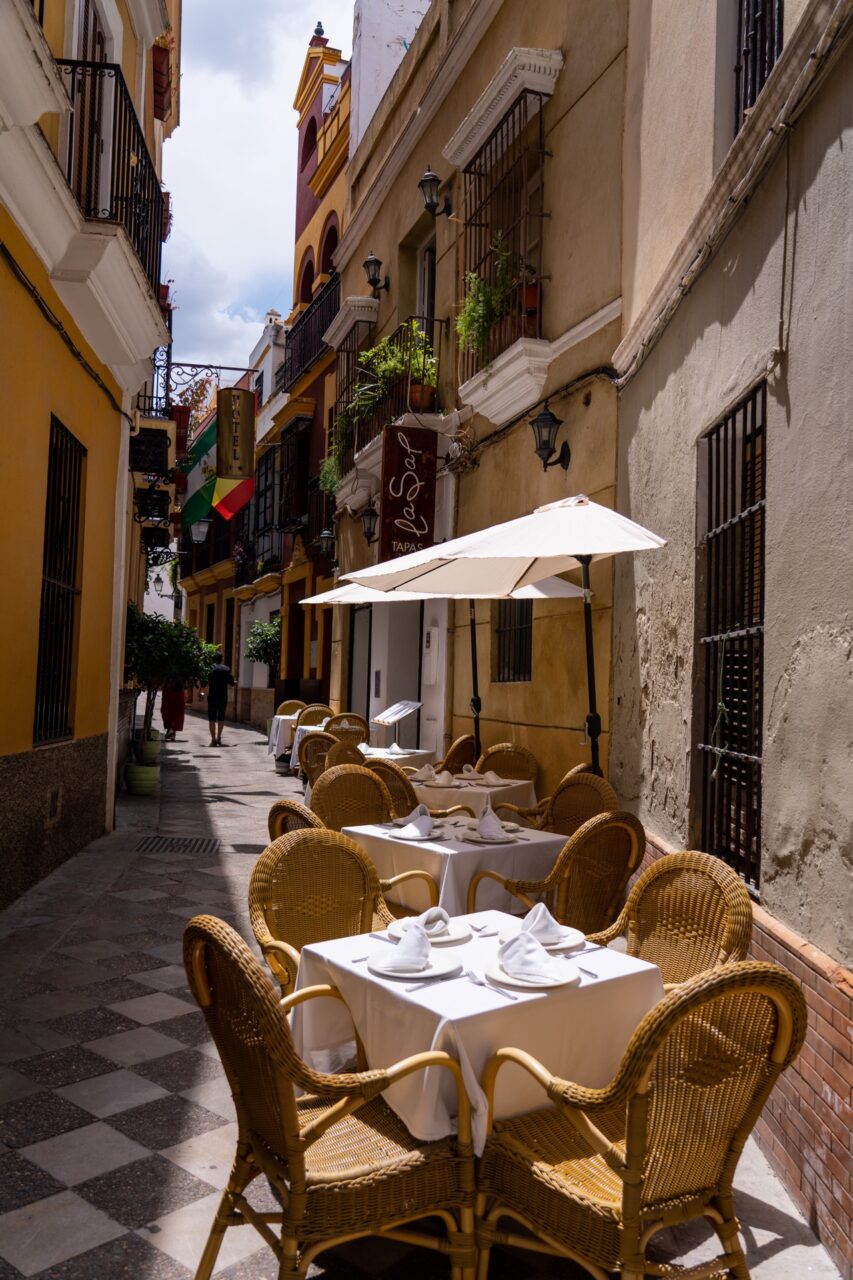 Spanish alleyway in Seville, Spain