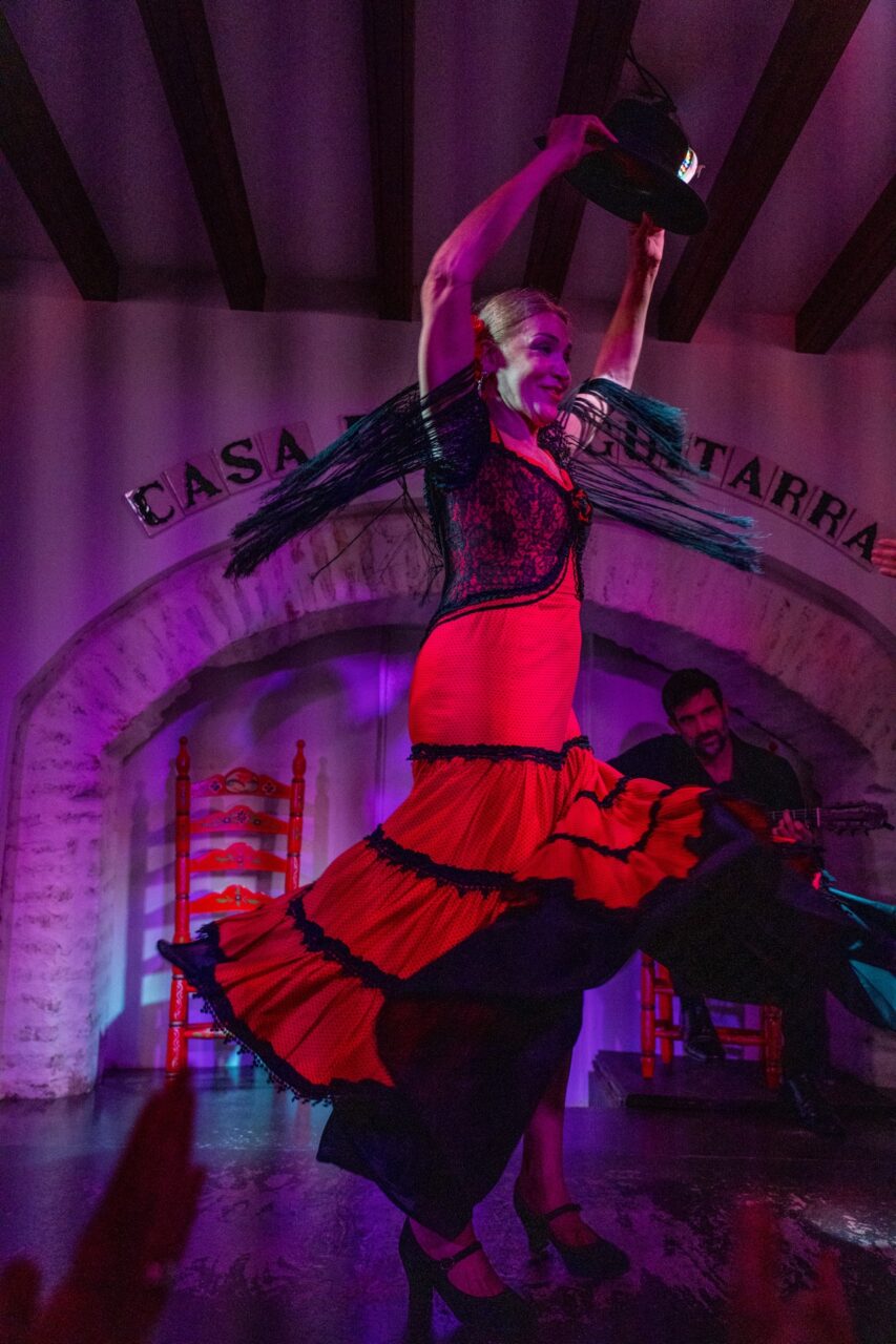 Flamenco dancer at Casa de la Guitarra in Seville, Spain. Flamenco shows in Seville.