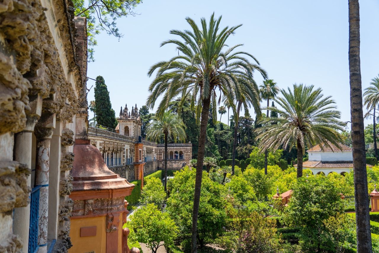 garden grounds at Royal Alcazar, Seville, Spain