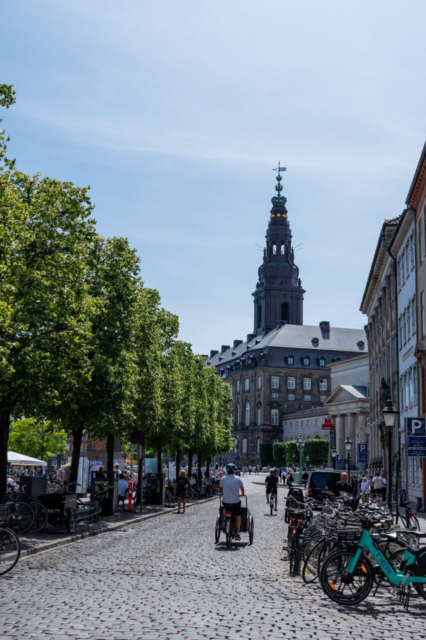 Danish cobblestone street in Copenhagen