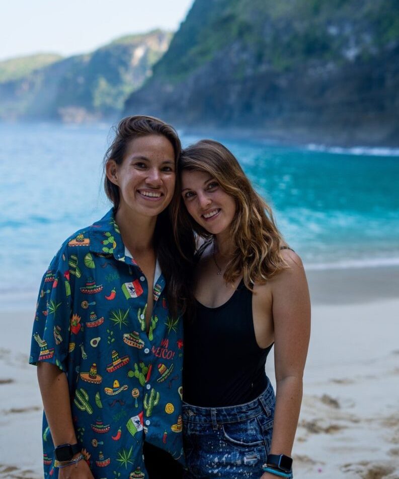 Wini and Sarah (Saz) About Us Page Kelingking Beach, Nusa Penida
