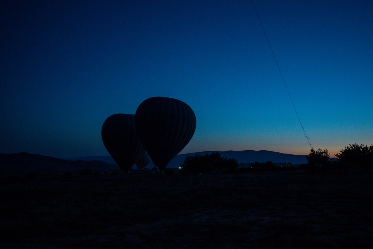 Hot air balloons Cappadocia before sunrise
