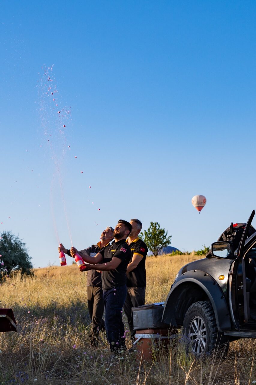 Hot Air Balloon ride Cappadocia, Turkey tour pink sparkling wine