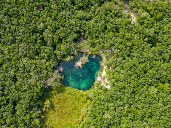 cenote corazon tulum mexico drone heart shape cenote