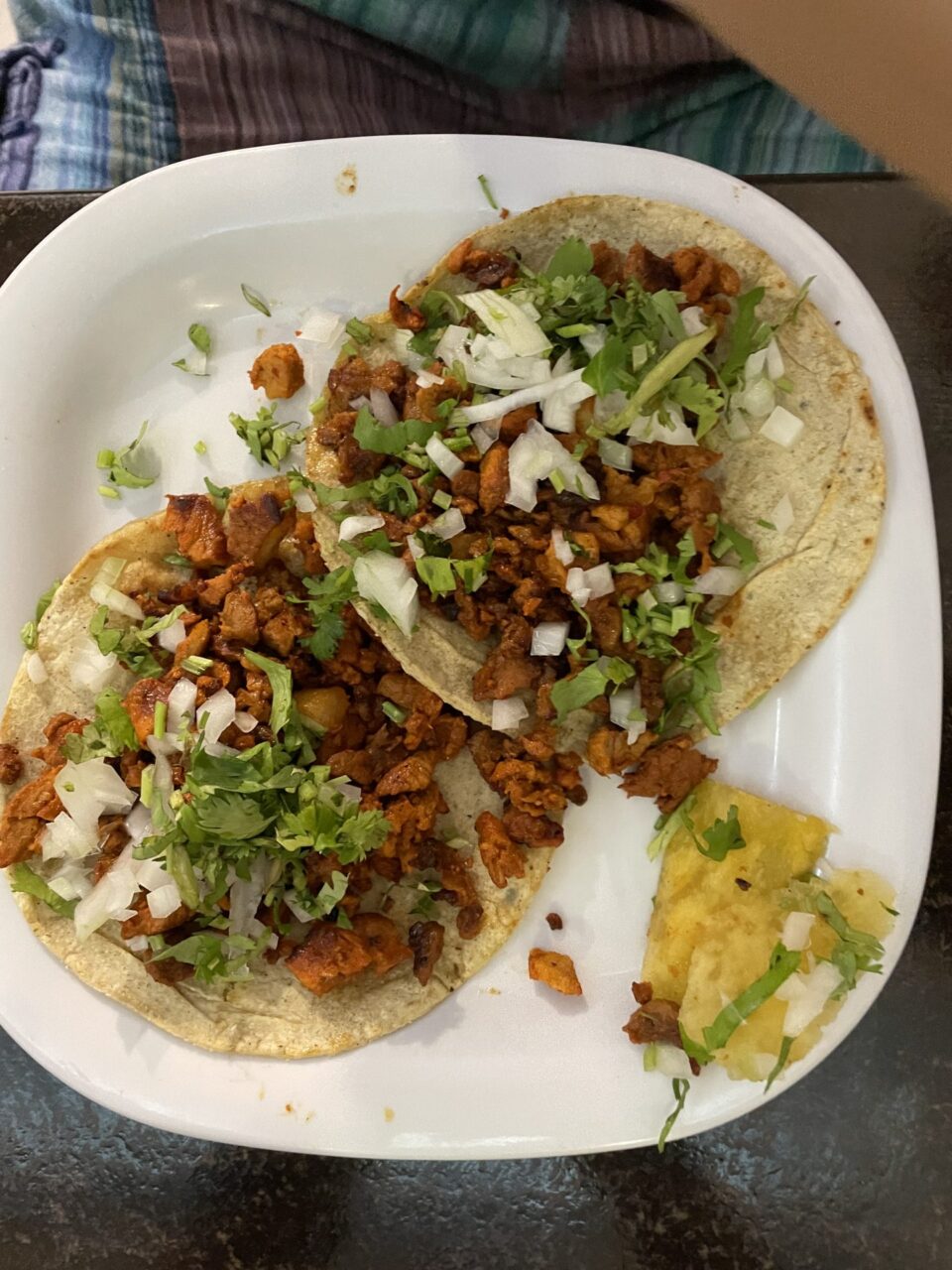 mexican tacos al pastor cilantro and onion